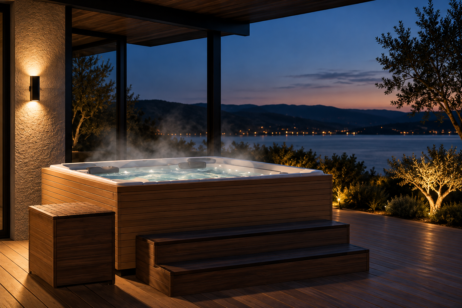 Spa na terase za večerního světla